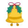Merry christmas bell with leaves decoration celebration icon design Royalty Free Stock Photo
