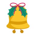 Merry christmas bell with leaves decoration and celebration icon Royalty Free Stock Photo