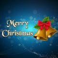 Merry Christmas Bell With Typography Text On Shiny Bokeh Lights Background. Royalty Free Stock Photo