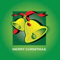 Merry Christmas Bells Green Greeting Card Royalty Free Stock Photo