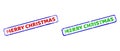 MERRY CHRISTMAS Bicolor Rough Rectangular Stamp Seals with Unclean Textures Royalty Free Stock Photo