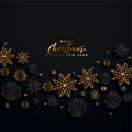 Merry christmas black and gold festival card design