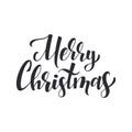 Merry christmas black ink brush lettering. Typography decoration for xmas greeting card. Vector calligraphy isolated on Royalty Free Stock Photo