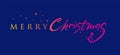 Merry Christmas. Bright horizontal inscription on dark blue background. Vector Text