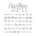 Merry Christmas brush lettering typography. 50 winter vector handdrawn lettering. Royalty Free Stock Photo