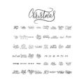 Merry Christmas brush lettering typography. 50 winter vector handdrawn lettering.