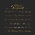 Merry Christmas brush lettering typography. 50 winter vector handdrawn lettering. Royalty Free Stock Photo