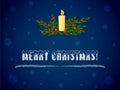 Merry Christmas burning candle and mistletoe branches vector