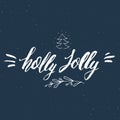 Merry Christmas Calligraphic Lettering Holly Jolly. Typographic Royalty Free Stock Photo