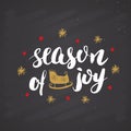 Merry Christmas Calligraphic Lettering season of joy. Typographic Greetings Design. Calligraphy Lettering for Holiday Greeting. Ha Royalty Free Stock Photo