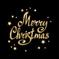 Merry Christmas calligraphic lettering with stars. Vector card Royalty Free Stock Photo