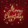 Merry Christmas calligraphic lettering with stars. Vector card Royalty Free Stock Photo
