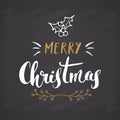 Merry Christmas Calligraphic Lettering. Typographic Greetings Design. Calligraphy Lettering for Holiday Greeting. Hand Drawn Lette Royalty Free Stock Photo