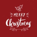 Merry Christmas Calligraphic Lettering. Typographic Greetings Design. Calligraphy Lettering for Holiday Greeting. Hand Drawn Lette Royalty Free Stock Photo