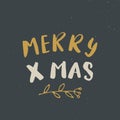 Merry Christmas Calligraphic Lettering. Typographic Greetings Design. Calligraphy Lettering for Holiday Greeting. Hand Drawn Lette Royalty Free Stock Photo