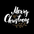 Merry Christmas Calligraphic Lettering. Typographic Greetings Design. Calligraphy Lettering for Holiday Greeting. Hand Drawn Lette Royalty Free Stock Photo