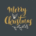 Merry Christmas Calligraphic Lettering. Typographic Greetings Design. Calligraphy Lettering for Holiday Greeting. Hand Drawn Lette Royalty Free Stock Photo