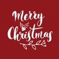 Merry Christmas Calligraphic Lettering. Typographic Greetings Design. Calligraphy Lettering for Holiday Greeting. Hand Drawn Lette Royalty Free Stock Photo