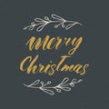 Merry Christmas Calligraphic Lettering. Typographic Greetings Design. Calligraphy Lettering for Holiday Greeting. Hand Drawn Lette