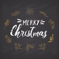 Merry Christmas Calligraphic Lettering. Typographic Greetings Design. Calligraphy Lettering for Holiday Greeting. Hand Drawn Lette Royalty Free Stock Photo