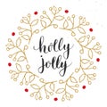 Merry Christmas Calligraphy Lettering Holly Jolly. Calligraphic Greetings Design. Vector illustration Royalty Free Stock Photo