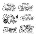 Merry Christmas Calligraphy Set. Greeting Card Design on White Background Royalty Free Stock Photo