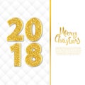 Merry Christmas calligraphy, sparkling 2018 numeralsca