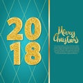 Merry Christmas calligraphy, sparkling 2018 numeralsg ca