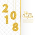 Merry Christmas calligraphy, sparkling 2018 numeralsg ca