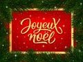 Merry Christmas calligraphy text in french Royalty Free Stock Photo