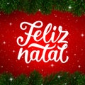 Merry Christmas calligraphy text in portuguese