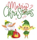 Merry Christmas, Elves Preparing Presents for Kids Royalty Free Stock Photo