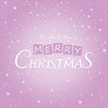 Merry Christmas, xmas, New Year, holidays card. White text with snowflakes and stars on pink background. Vector illustration Royalty Free Stock Photo