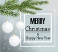 Merry Christmas card background Christmas balls and fir-tree