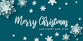 Merry christmas card banner frame with paper cut snowflakes. Royalty Free Stock Photo