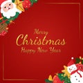 Merry christmas card concept cartoon element corner gold frame