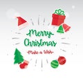 Merry Christmas Card Design. Greeting Christmas card template on white background.