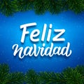 Merry Christmas card design with spanish text Royalty Free Stock Photo