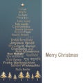 Merry Christmas card in Different Languages Royalty Free Stock Photo