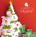 Merry Christmas card of festive holiday pine tree Royalty Free Stock Photo