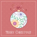 Merry Christmas card with gradient ball