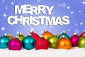 Merry Christmas card many colorful balls decoration