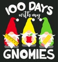 100 Days with my gnomies Svg cut file, School gnomes vector, 100 days of school Svg
