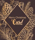 Merry christmas card with ornaments