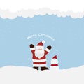 Merry Christmas card with Santa claus and snowman