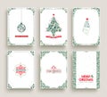 Merry Christmas card set template in vintage style Royalty Free Stock Photo