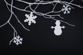 Merry Christmas card with snowflake decorations in paper cutting Royalty Free Stock Photo