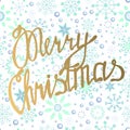 Merry Christmas card on snowflakes