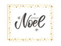 Merry Christmas card template with greetings in french language. Joyeux noel. Vector illustration EPS10 Royalty Free Stock Photo