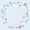 Merry Christmas Card, turquoise, lilac and purple